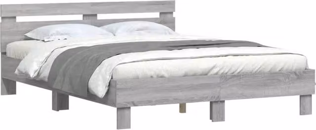 Berkfield Home Durable King Size Bed Frame with LED Under-Bed Lighting in Grey Sonoma, W/D/H: 150 x 200 x 155 cm – 1