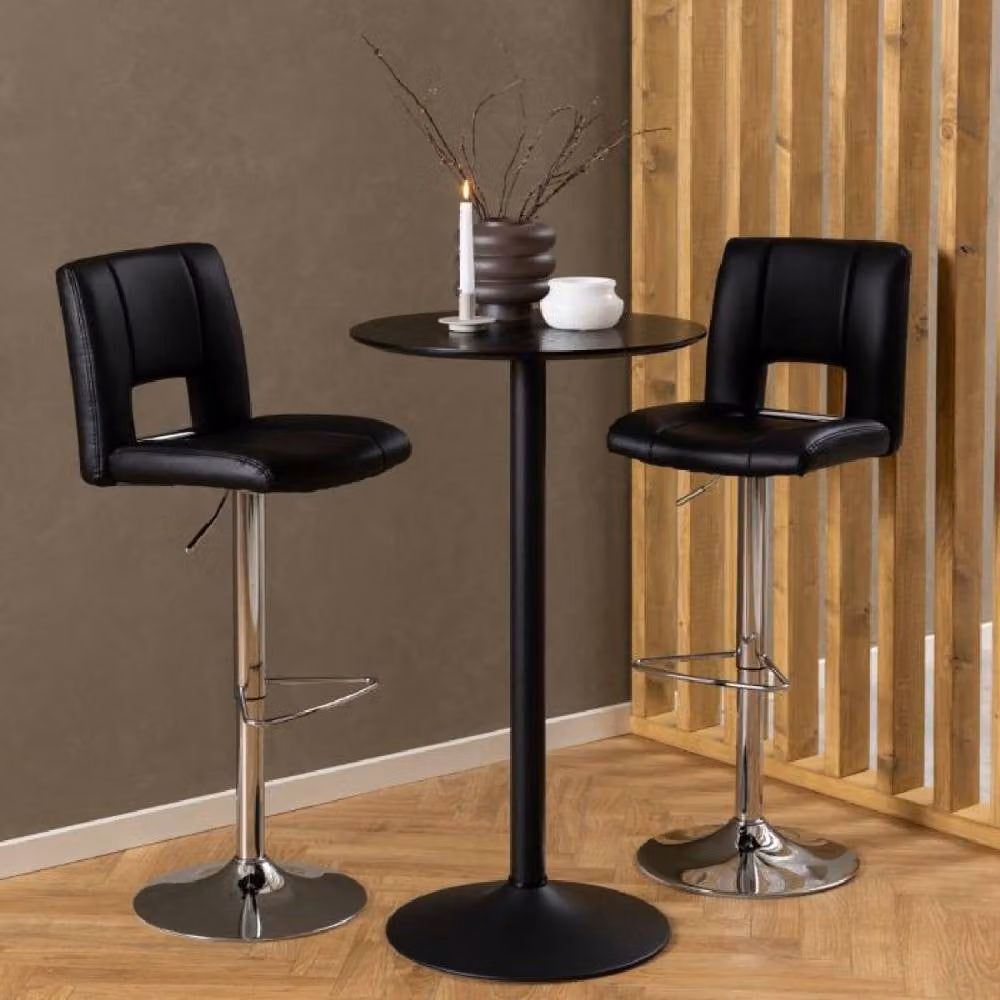 netfurniture Hampton Tall Round Bar Table with Black Ash Top and Matt Black Base – 2