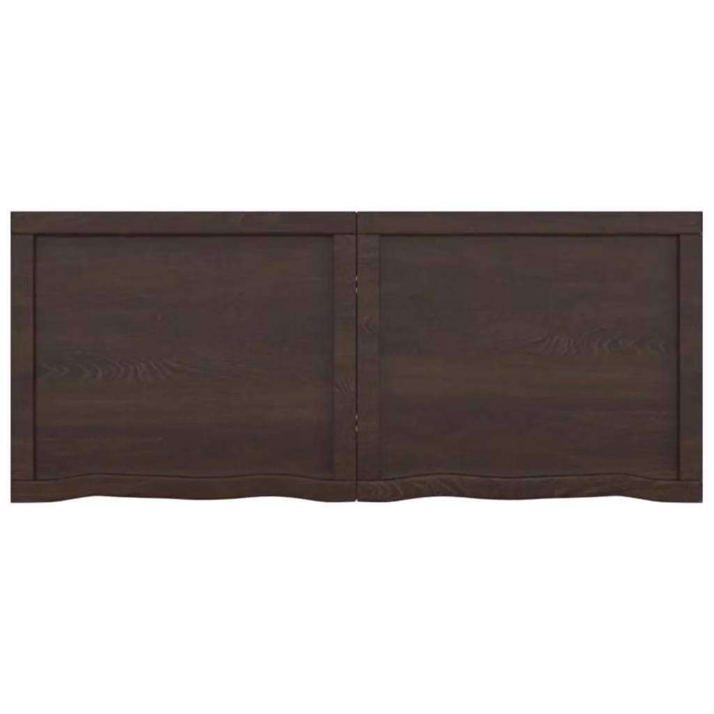 Berkfield Home Wall Mounted Rustic Oak Solid Wood Shelf in Dark Grey and Brown, W: 120 cm, D: 50 cm, H: 2-4 cm – 2