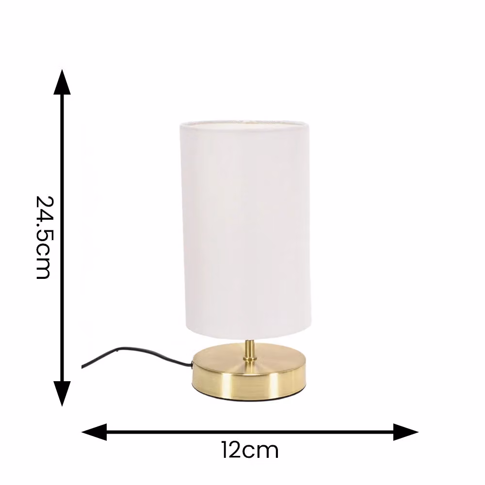 ValueLights Francis Pair of Dimmable Touch Table Lamps with LED Bulbs, Brushed Gold and White – 3