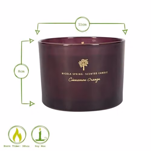 Nicola Spring Cinnamon and Orange Scented Candle and Reed Diffuser Set with 350g Soy Wax Candle and 200ml Diffuser – 2