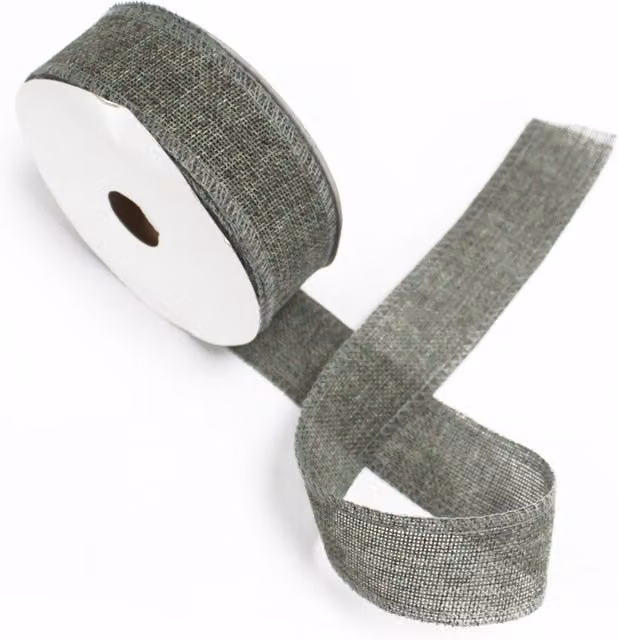 KDMK Charcoal Grey Natural Texture Textile Ribbon for Gift Wrapping and Wedding Decor