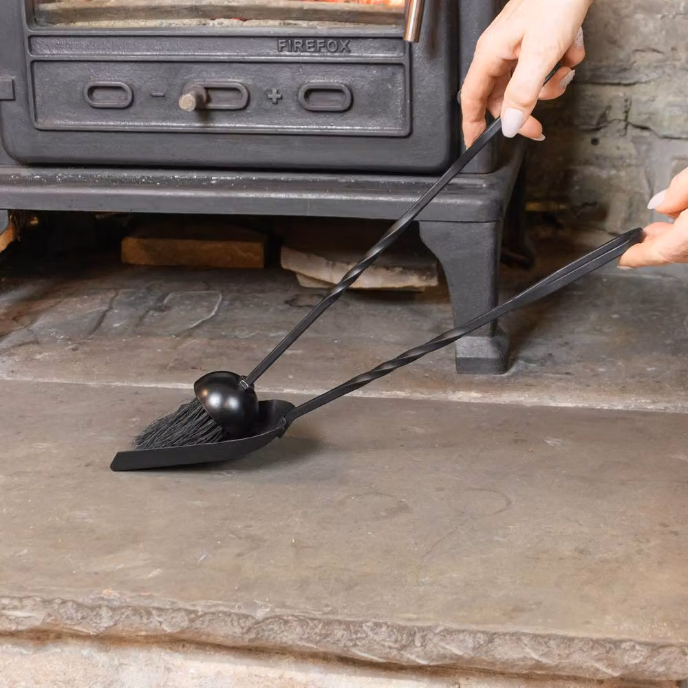 JVL Lomand Fireside Brush Fire Tool for Fireplace and Log Burners in Black Steel – 2