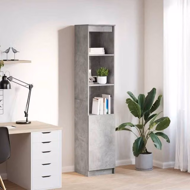 Berkfield Home Modern Highboard in Concrete Grey, W/D/H: 37.5 x 35 x 180 cm – 1