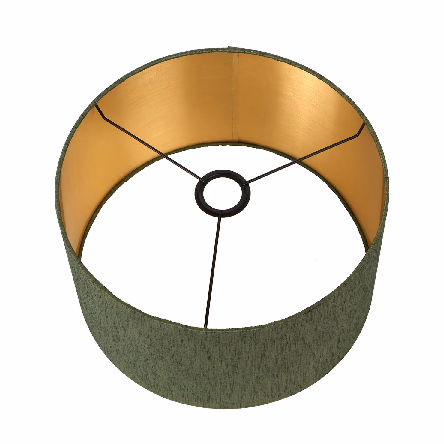 Ruma Sage Green Slubbed Faux Silk Cylinder Table Lamp Shade with Gold Lining, Diameter: 30.48 cm – 3