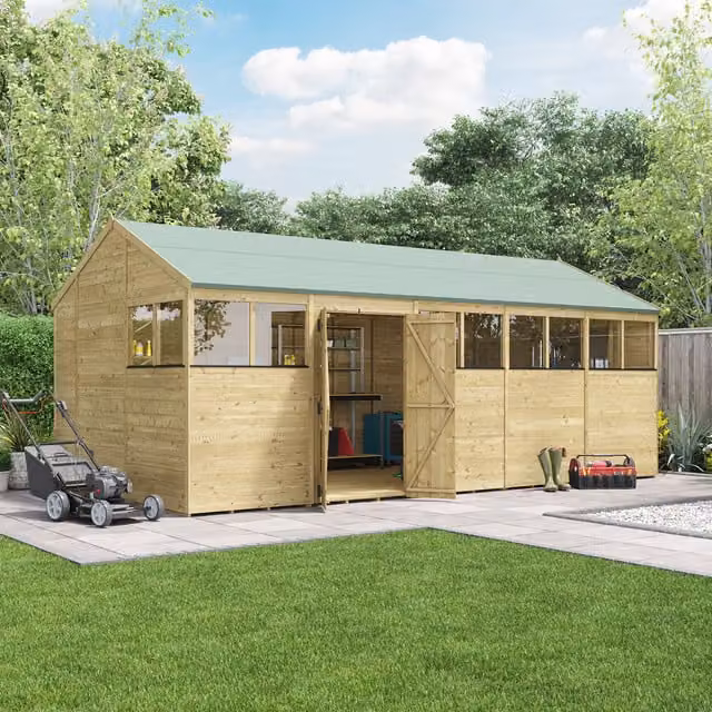 BillyOh Brown Wooden Tongue and Groove Apex Shed with Window, W: 609.6 cm, D: 18.58 cm, H: 15.0 cm