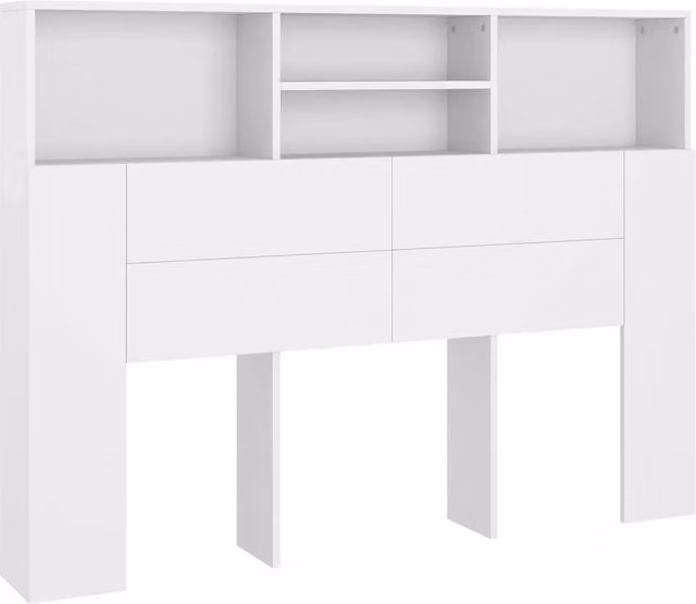 Berkfield Home White Modern Headboard Cabinet with Side Compartments, W/D/H: 140 x 19 x 103.5 cm