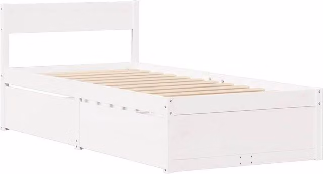 Berkfield Home Modern Solid Wood Pine Bed Frame, White, W/D/H: 90 x 200 cm