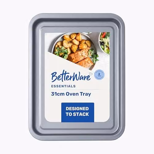 Betterware Essentials Non-Stick Silver Carbon Steel Baking Sheet, 31 cm