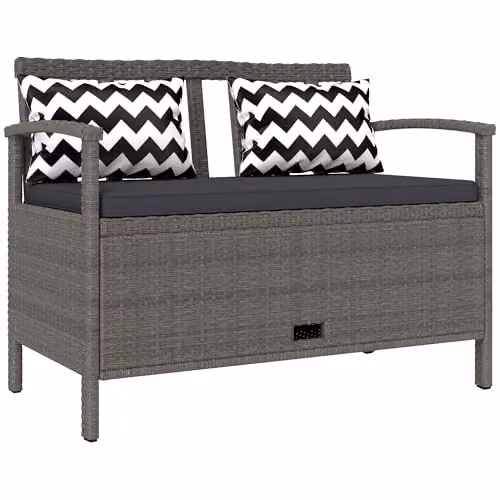 Outsunny Grey Rattan Garden Storage Bench with 160L Capacity – 1