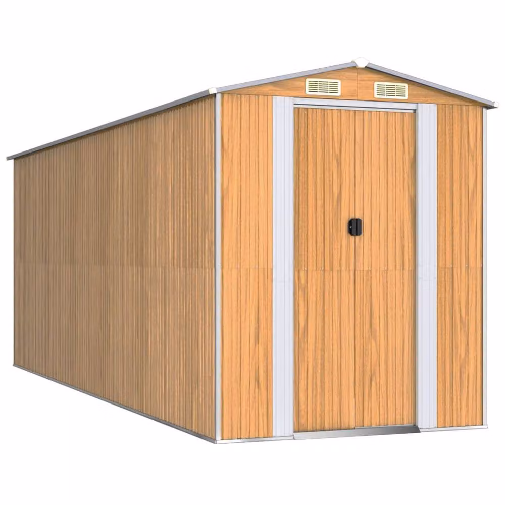Berkfield Home Garden Shed in Light Brown, Galvanised Steel, W: 523 cm, D: 192 cm, H: 223 cm – 2