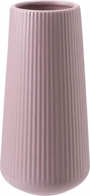 Kingsbury Gifts Elegant Ceramic Ribbed Vase in Pink, Height: 30 cm