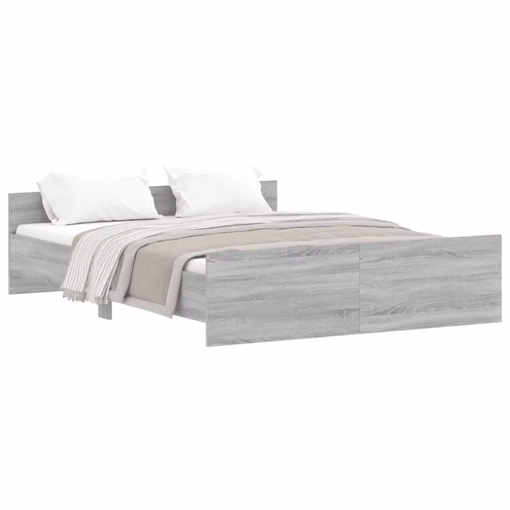 Berkfield Home Bed Frame with Headboard and Footboard, Grey Sonoma, W: 140 cm, L: 200 cm – 2