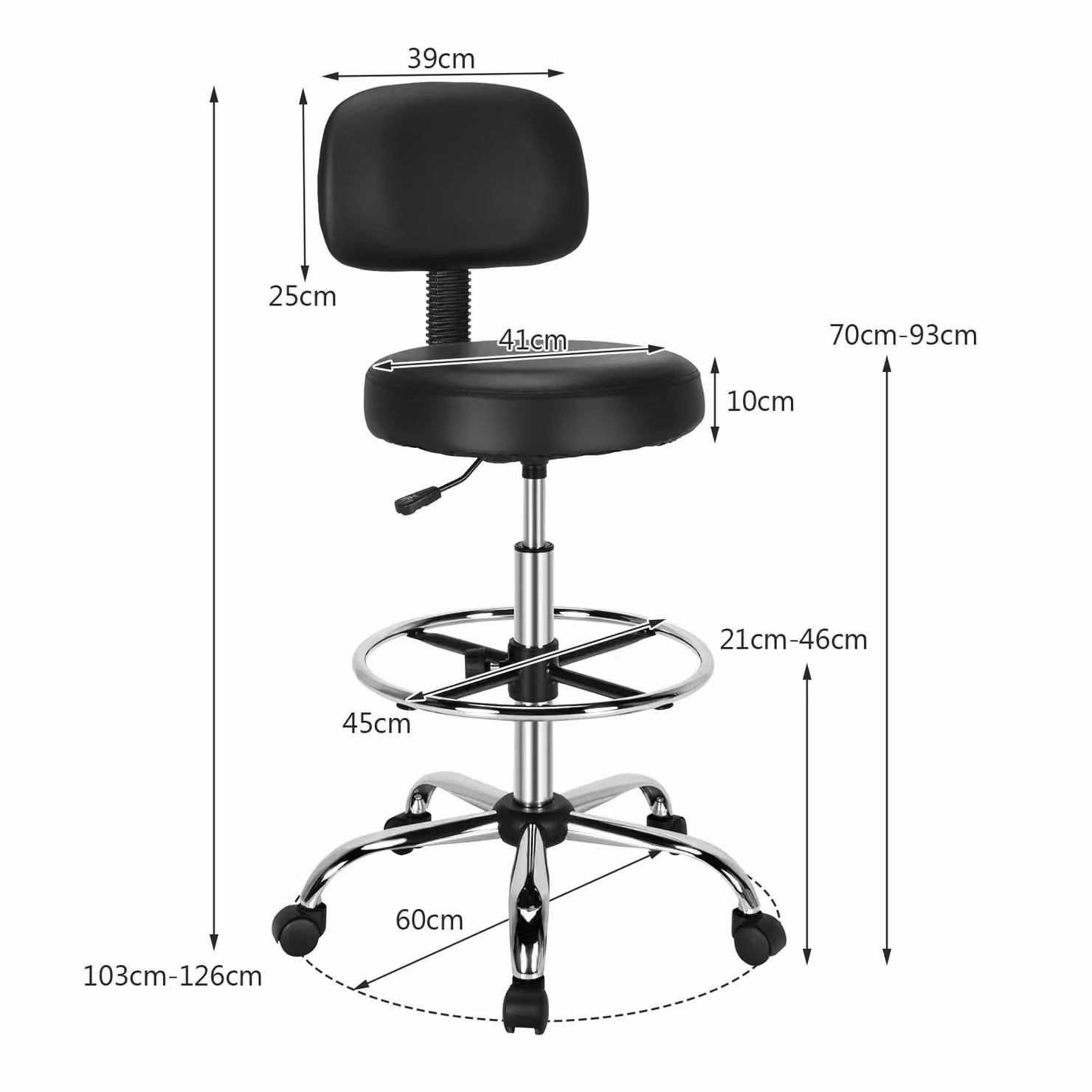 Gymax Set of 2 Black Synthetic Leather Upholstered Swivel Task Chairs with Height Adjustment and Castors – 2