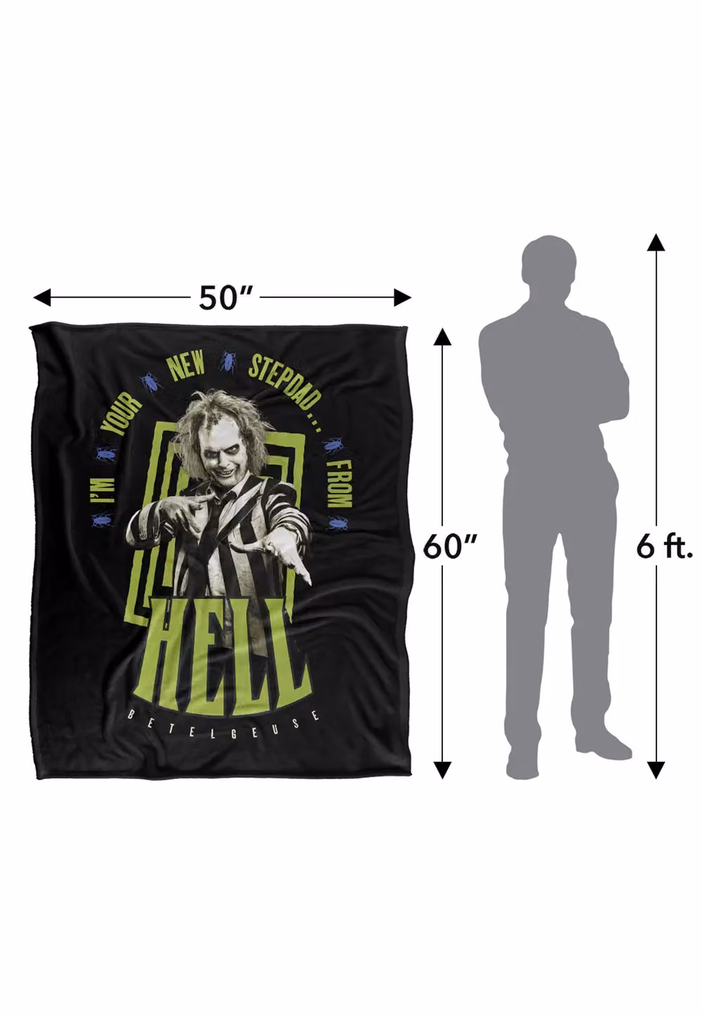 Warner Brothers Beetlejuice Stepdad Super Soft Fleece Throw Blanket, White, W: 152 cm, D: 127 cm – 9