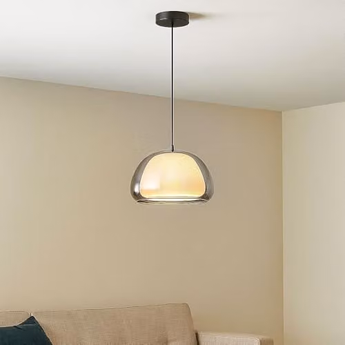 Globo Lighting Retro Dome Pendant Lamp in Black and Transparent Glass, Diameter: 40 cm, Height: 120 cm, 1 x E27 Socket – 3