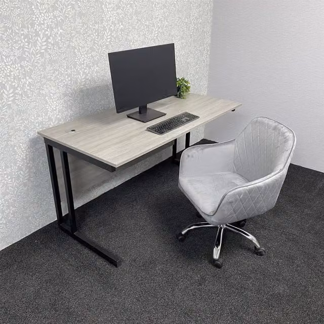 Kosy Koala Modern Office Desk and Swivel Chair Set in Grey and Black