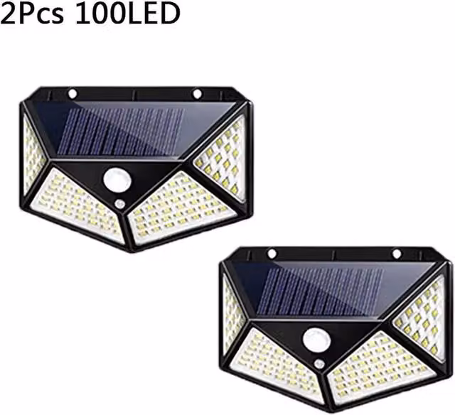 NESTLUNE 2-Piece Solar LED Wall Lamp with PIR Motion Sensor, Black – 1