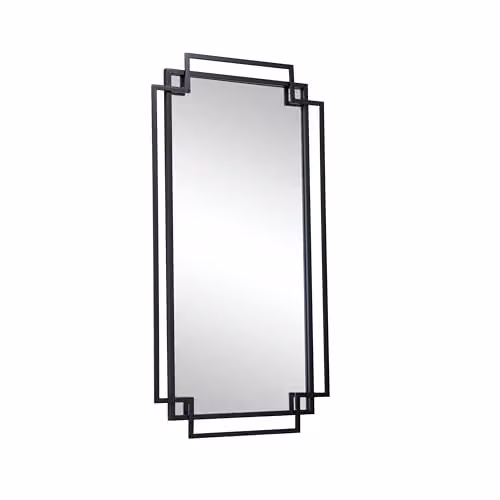 Melody Maison Black Geometric Rectangular Wall Mirror W: 94 cm, H: 48 cm – 3