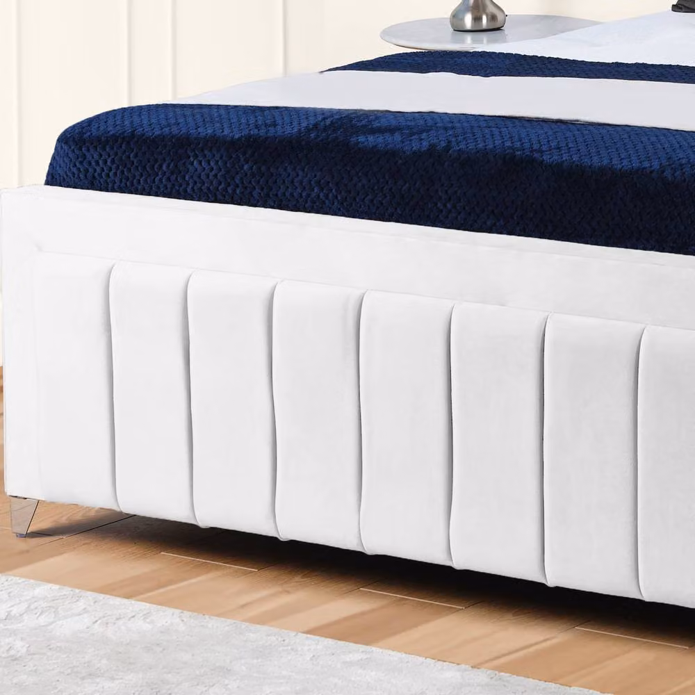 UK Bed Furniture Siarra Ottoman Gas Lift Upholstered Bed in White, Single (90 x 200 cm) – 3
