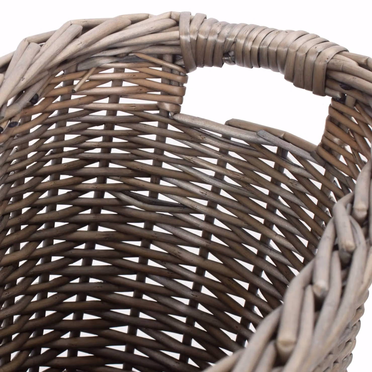 Red Hamper Oval Wicker Toilet Roll Storage Basket in Brown and Grey with Wood Details, W/D/H: 40.0 x 25.0 x 18.0 cm – 2