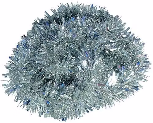 Shatchi Silver Luxury Deluxe Chunky Christmas Tinsel Garland – 1