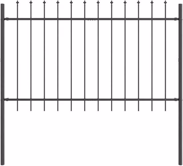 Berkfield Home Grey Steel Garden Fence with Spear Top, H 170 cm x W 100 cm – 1