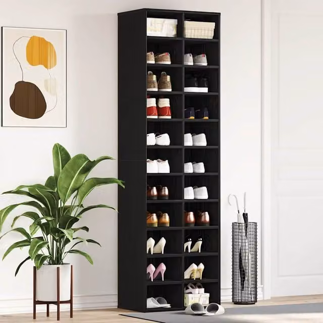 Berkfield Home Black Oak Shoe Cabinet W/D/H: 54 x 34 x 183 cm