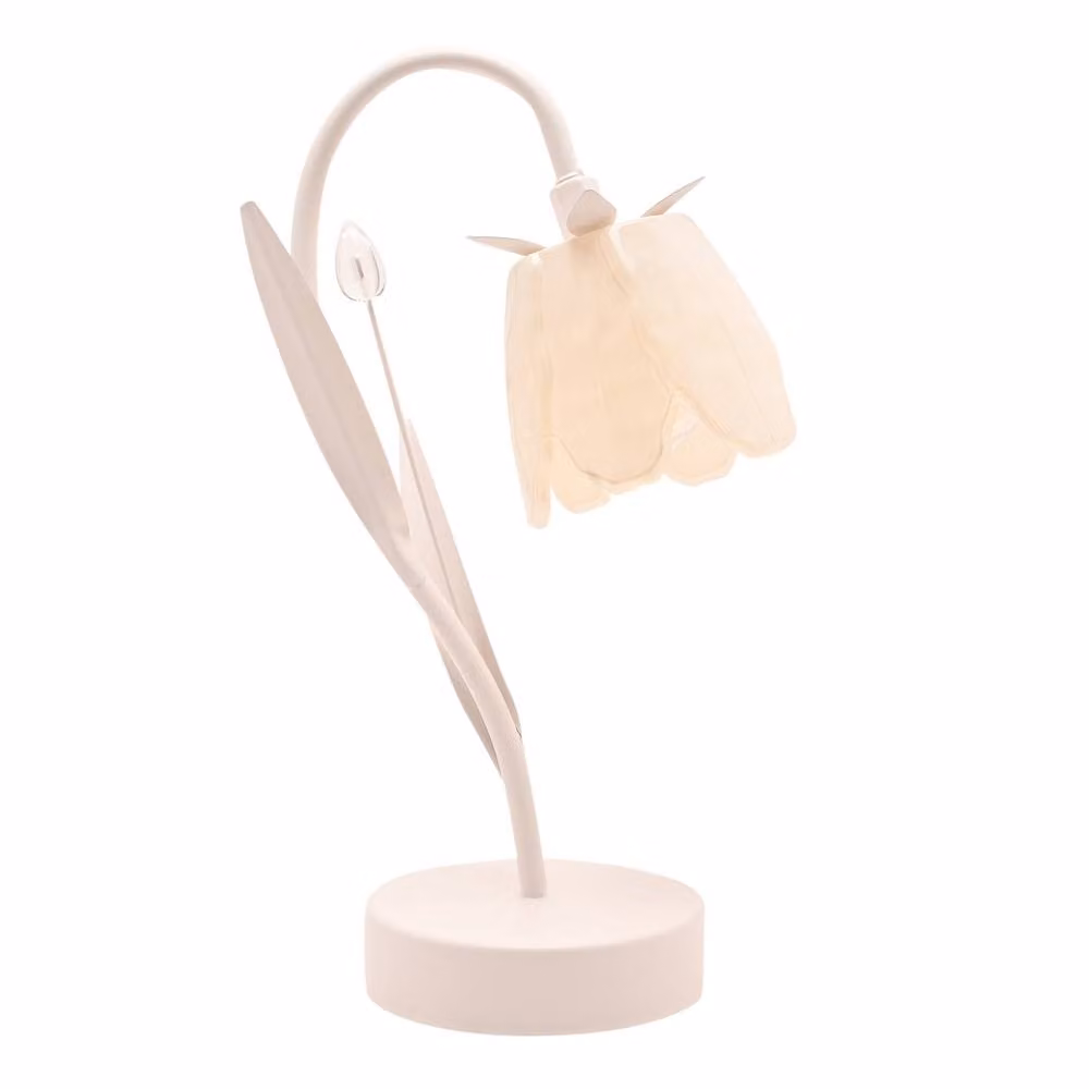 Hestia Vintage Floral LED Table Lamp in White and Beige – 2