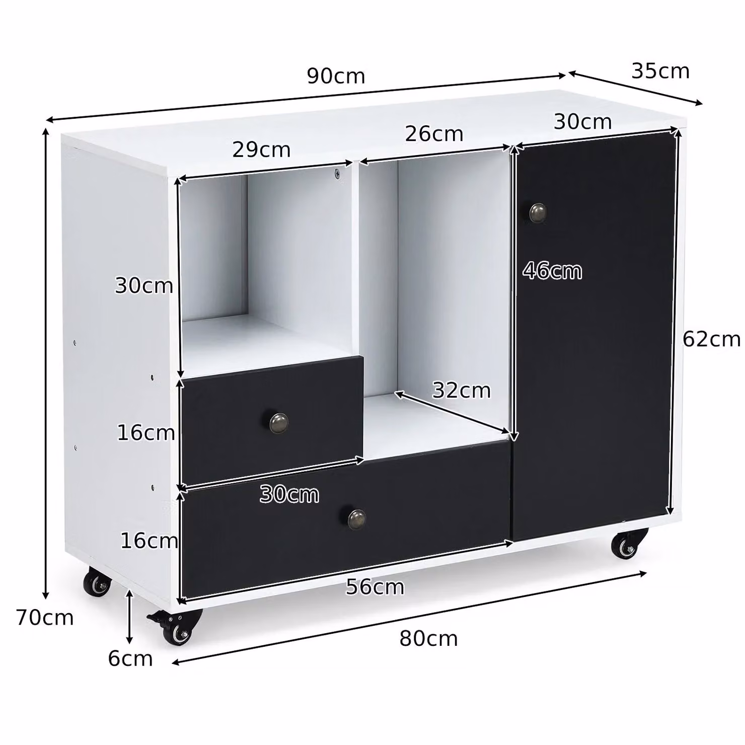 Costway Mobile File Cabinet and Rolling Printer Stand with 2 Drawers and 2 Open Storage Compartments in Black – 2