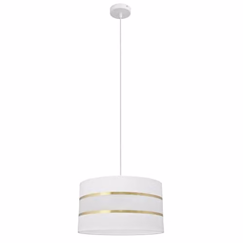 Netlighting Helen Cylindrical Pendant Ceiling Light in White and Gold/Brass, Diameter: 35 cm