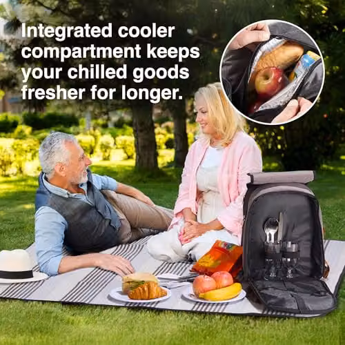 VonShef Grey 2 Person Picnic Backpack – 5