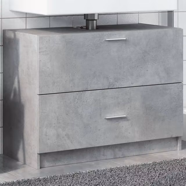 Berkfield Home Sink Cabinet in Concrete Grey, W/D/H: 78 x 37 x 59 cm