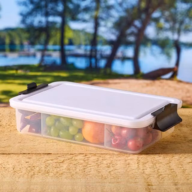 Farberware Multi-Purpose Food Storage Container with 11 Dividers and Chopping Board Lid, Transparent, W/D/H: 32.26 x 20 x 19.8 cm – 4