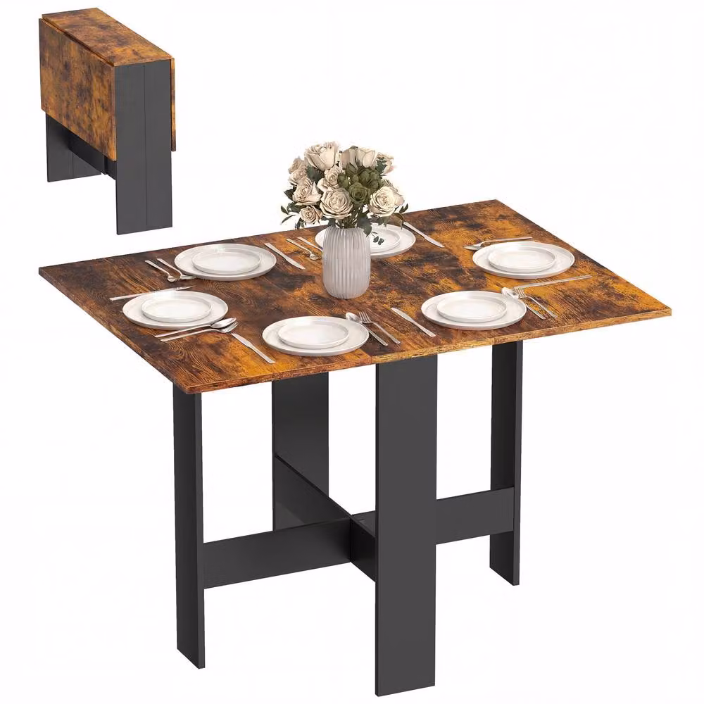 HOMCOM Brown Wooden Folding Drop Leaf Writing Desk and Dining Table – 2