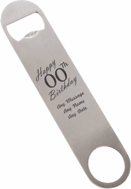 Uniqueful Personalised Happy Birthday Stainless Steel Bar Blade Bottle Opener in Silver – 1