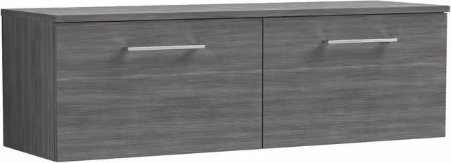 Balterley Level 1200mm Wall Hung 2 Drawer Unit with Worktop in Anthracite Woodgrain Grey Matt