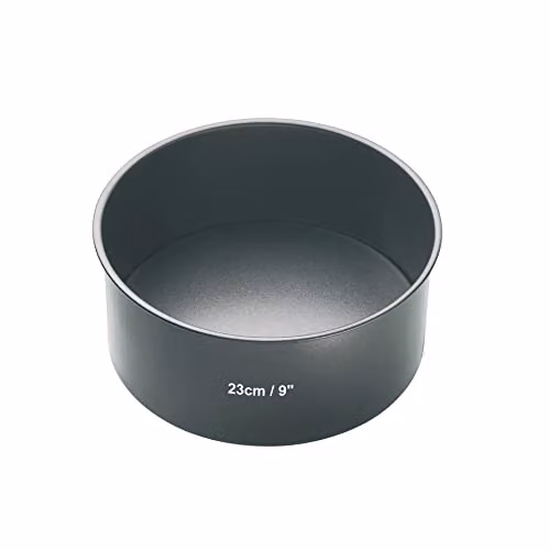 MasterClass Non-Stick Round Deep Cake Tin with Loose Base, Carbon Steel, Grey, Diameter: 23 cm, Height: 8 cm – 1