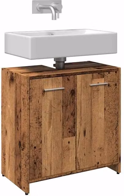 Berkfield Home Bathroom Sink Cabinet in Old Wood Brown, W/D/H: 60 x 33 x 60 cm