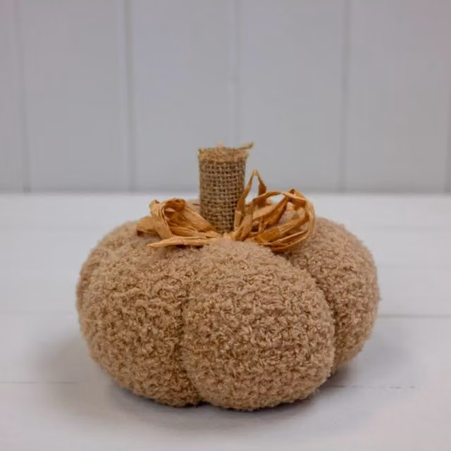 KDMD Caramel Fabric Pumpkin in Light Brown for Autumn and Halloween Decor