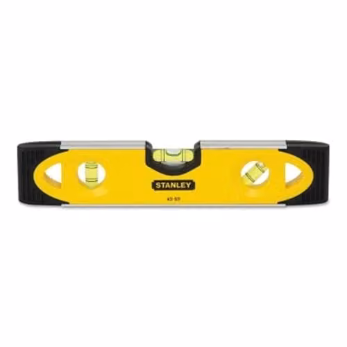 Stanley Shockproof Torpedo Spirit Level with Magnetic Plate, Yellow and Multicolour, Length: 23 cm