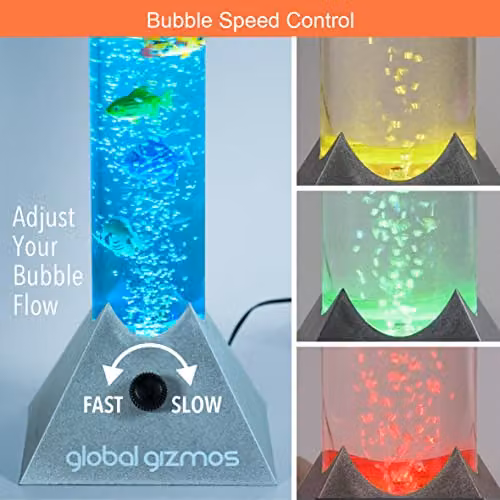 Global Gizmos 45500 Fish Bubble Lamp with Tropical Fish Design, 90 cm Height, 7 Changing RGB Colours, Black – 2