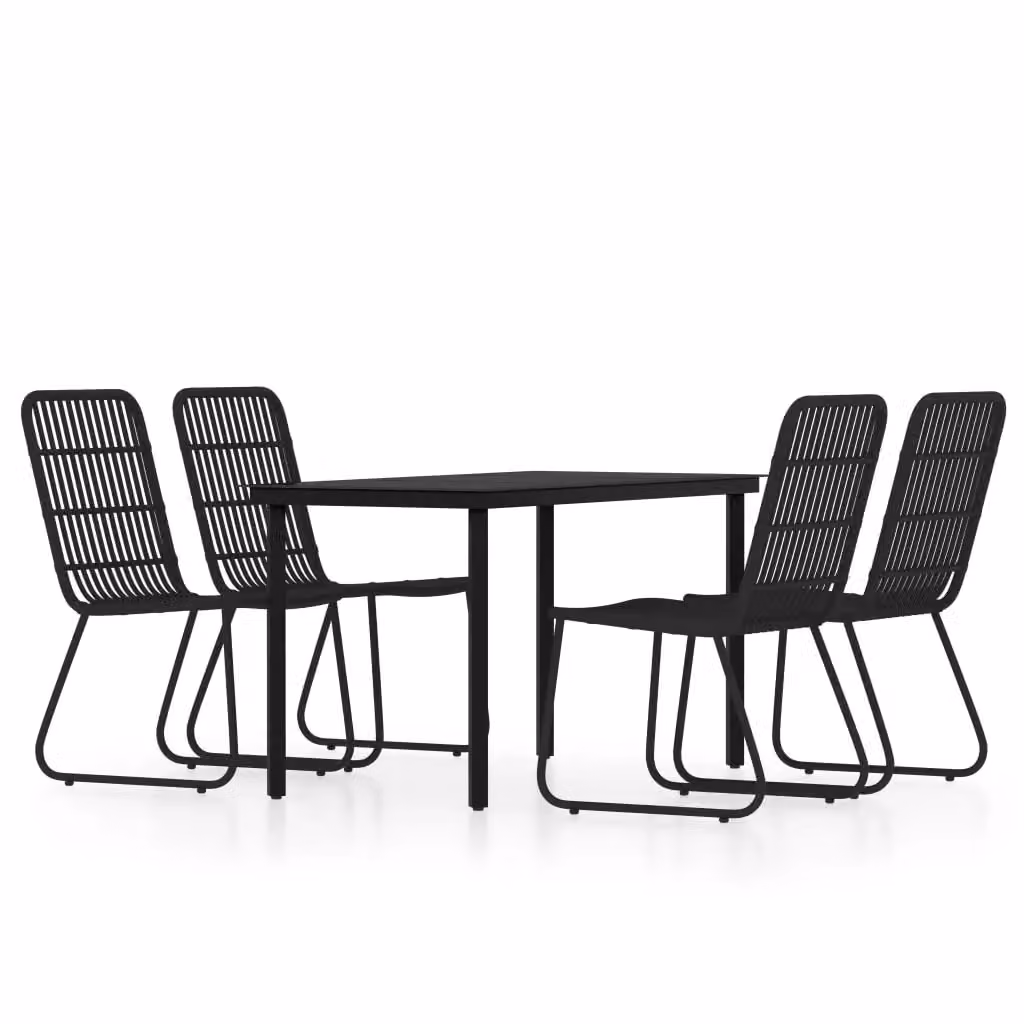 Berkfield Home 5 Piece Modern Garden Dining Set in Black Matt Metal and Glass – 2