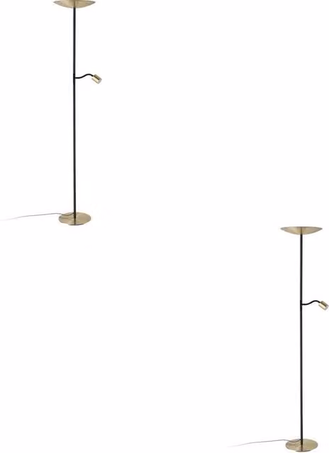 Loops 2 Pack Modern LED Floor Lamps in Brushed Brass and Black with Warm White Bulbs Included