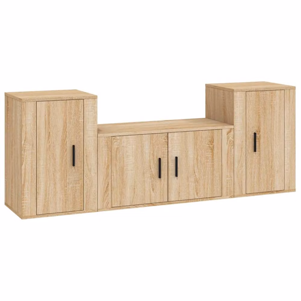 Berkfield Home Classic 3 Piece TV Cabinet Set in Sonoma Oak Brown Engineered Wood – 3