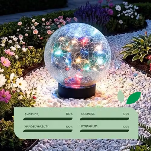 Gardenwize Solar Powered Multi-Coloured Crackle Ball Garden Light, Diameter: 15 cm – 6