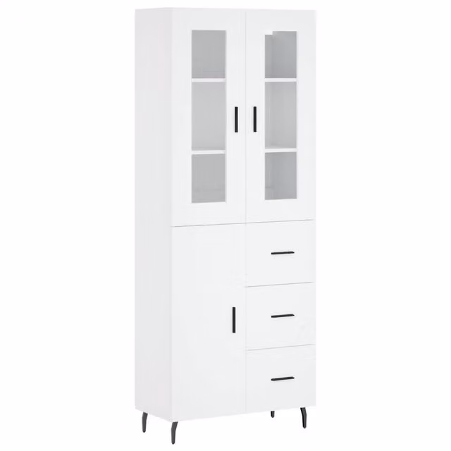 Berkfield Home Modern White Highboard with Doors, Drawers and Internal Shelves, W/D/H: 69.5 x 34 x 180 cm – 1