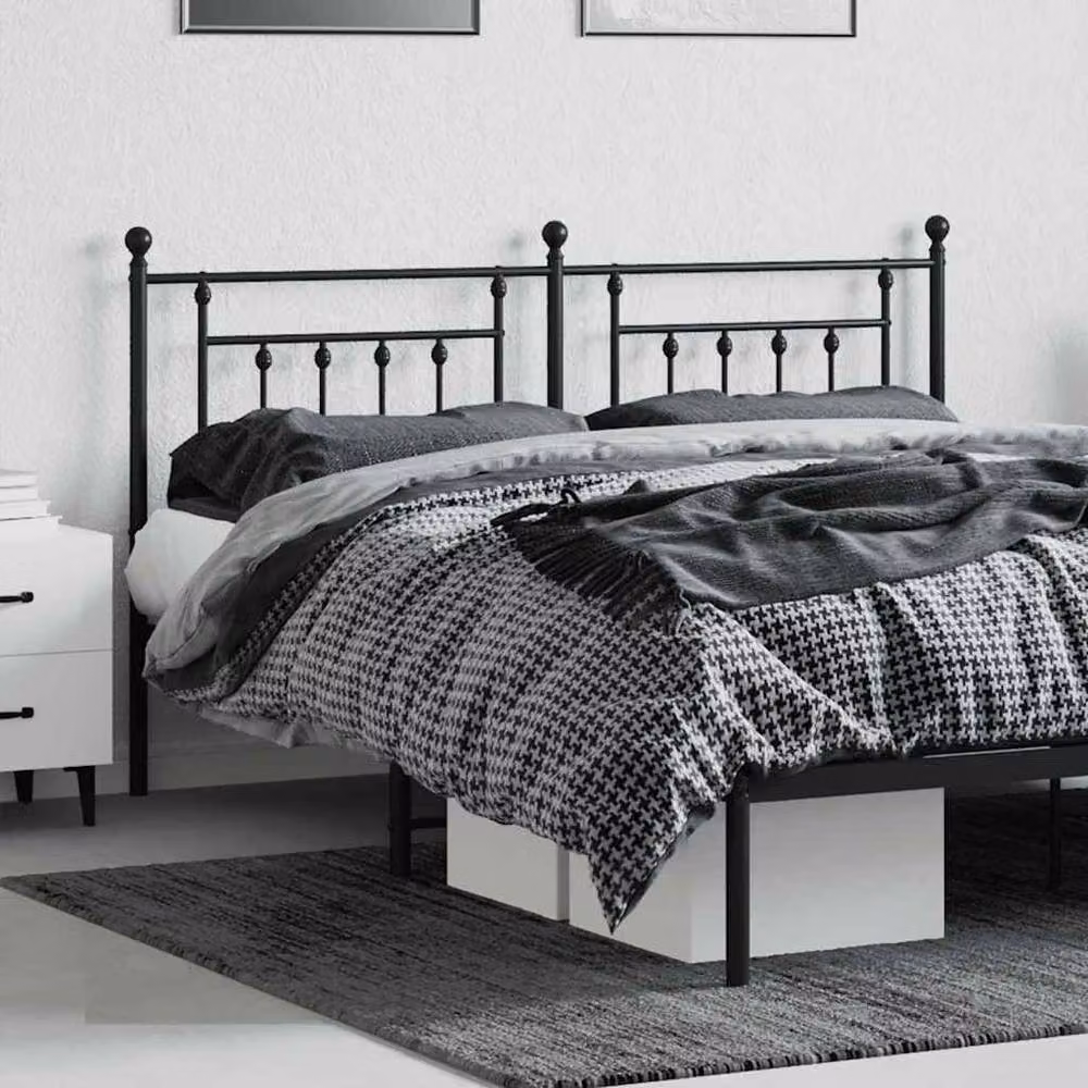 Berkfield Home Classic Metal Headboard in Black, Width: 160 cm – 3