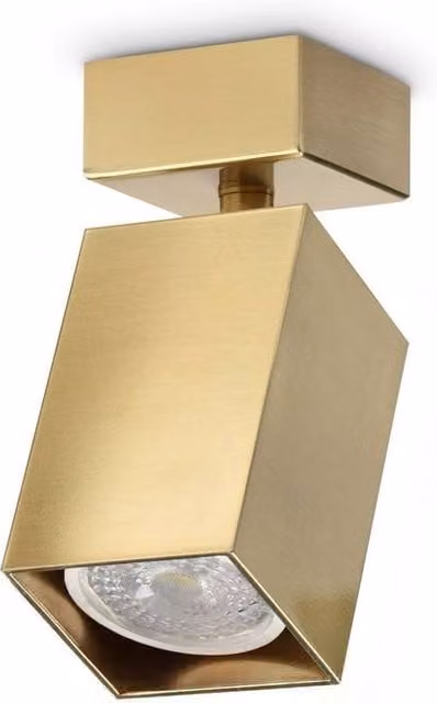 Netlighting Dynamite Square Single Spotlight in Gold Brass with 1x GU10 Socket