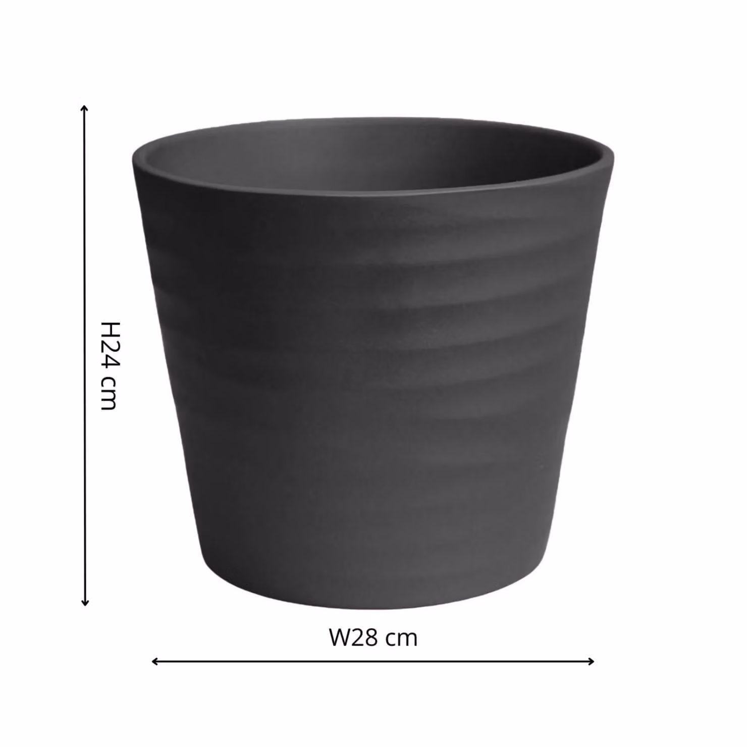 Ivyline Oslo Ceramic Taper Planter in Anthracite, H: 27 cm, D: 32 cm